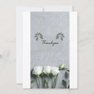 Minimalist Gray Floral Thank You Card – Elegant Wh