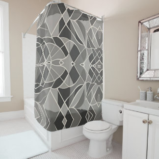 Minimalist Gray Geometric Elegant Contemporary Shower Curtain