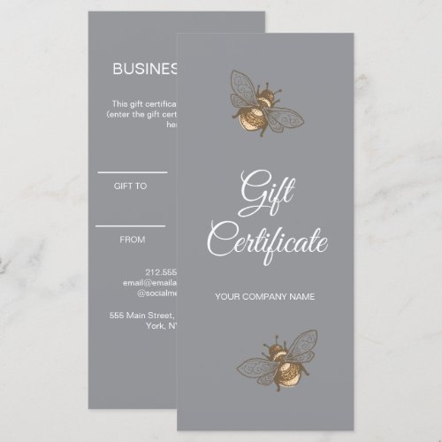 Minimalist gray gift certificate Business card