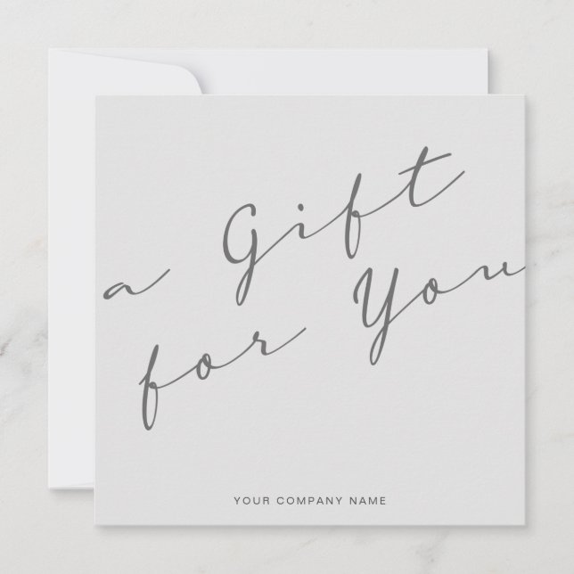 Minimalist Gray Gift Certificate Business Card (Front)