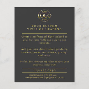 Minimalist Gray & Gold Business Logo Promotional Flyer