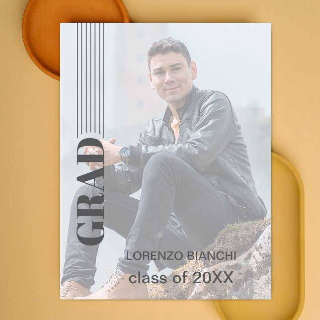 Minimalist Gray Graduation Vellum Invitations (Creator Uploaded)