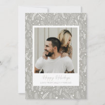 Minimalist Gray Holly Pattern Couple Photo