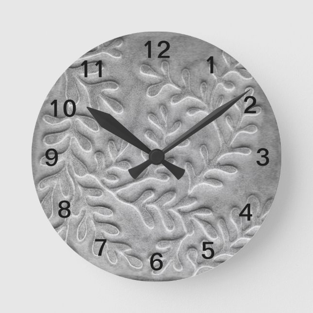  Minimalist Gray leaf  Wall Clock (Front)