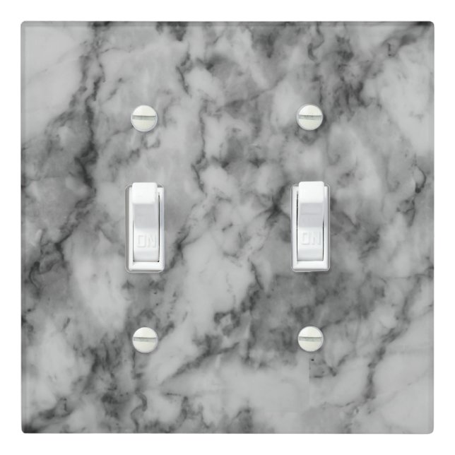 Minimalist Gray Marble Light Switch Covers (In Situ)