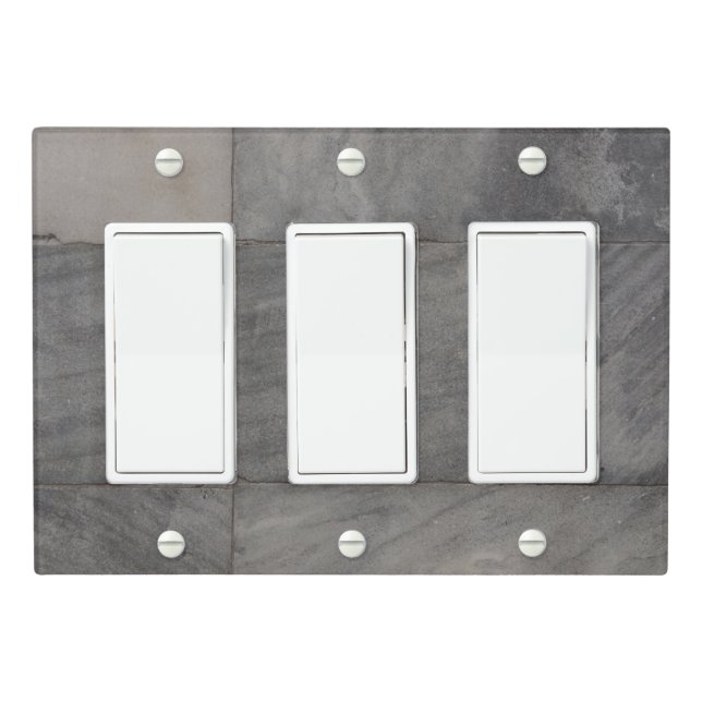 Minimalist Gray Marble Light Switch Covers (In Situ)
