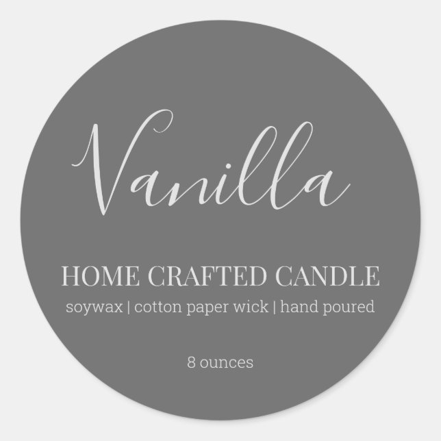 Minimalist Gray Modern Candle Label Sticker (Front)