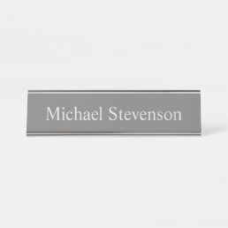 Minimalist Gray Modern Plain Desk Name Plate