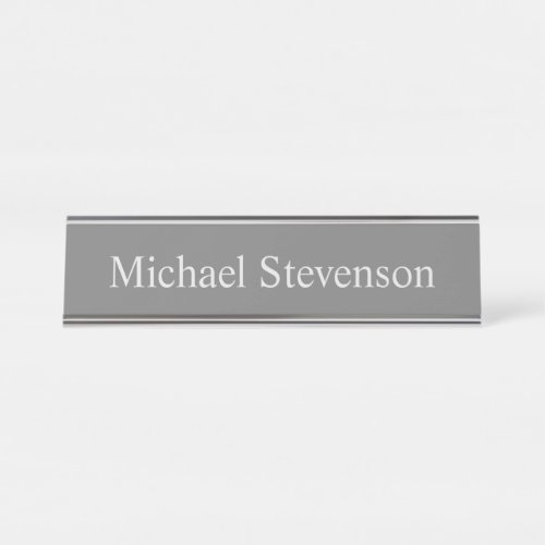 Minimalist Gray Modern Plain Desk Name Plate