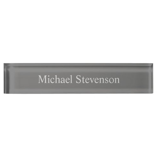 Minimalist Gray Modern Plain Desk Name Plate