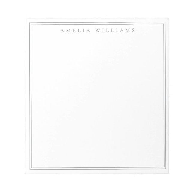Minimalist Gray Monogram Two Border Notepad (Front)