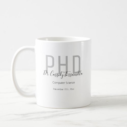 Minimalist Gray PhD Graduation  Coffee Mug