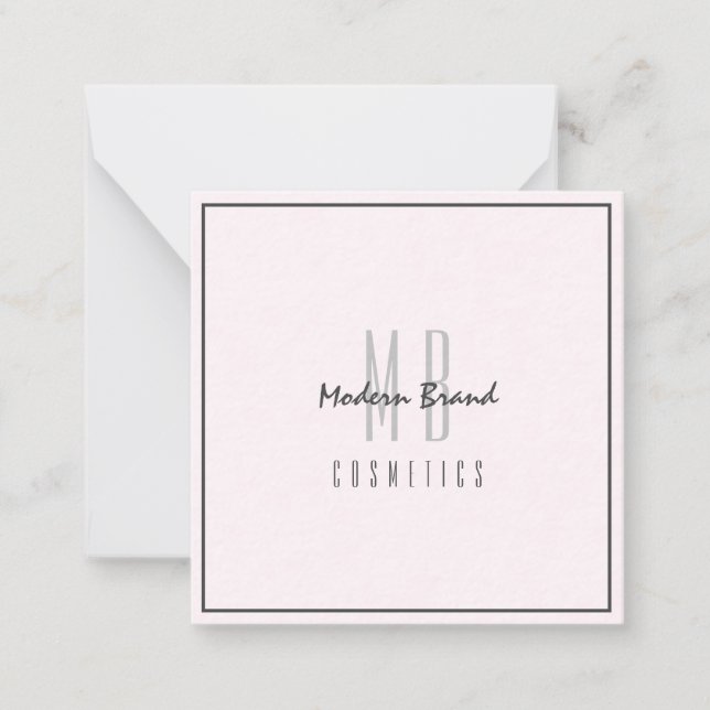 Minimalist Gray Pink Chic Business Thank You Note Card (Front)