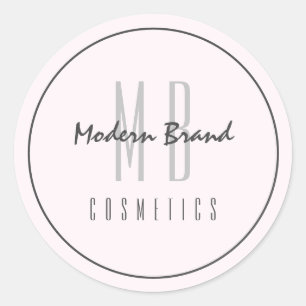 Minimalist Gray Pink Chic Modern Business Classic Round Sticker
