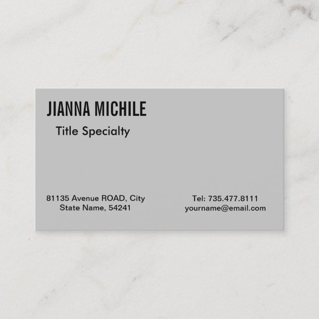 Minimalist Gray Professional Business Card (Front)