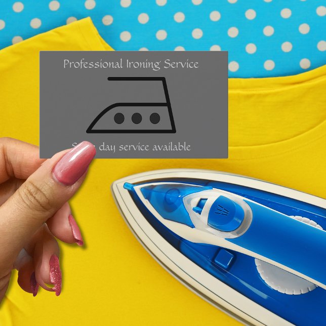 Minimalist Gray Professional ironing service Business Card (Creator Uploaded)