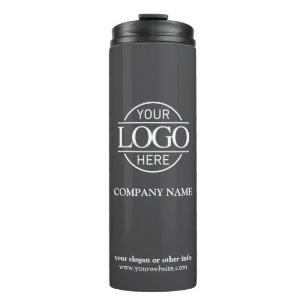 Minimalist Gray Promotional Company Business Logo Thermal Tumbler