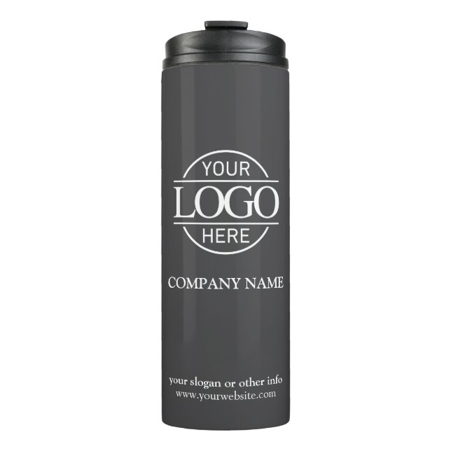 Minimalist Gray Promotional Company Business Logo Thermal Tumbler (Front)