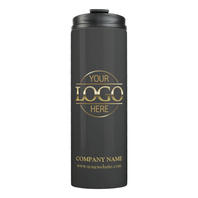 Minimalist Gray Promotional Company Business Logo Thermal Tumbler (Front)