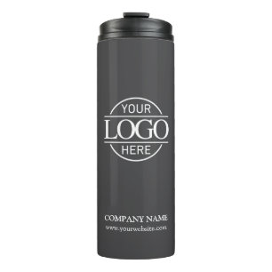 Minimalist Gray Promotional Company Business Logo Thermal Tumbler