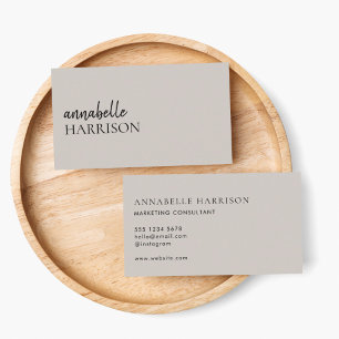Minimalist Gray Taupe Modern Elegant Script Business Card