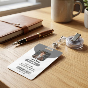 Minimalist Gray Teacher Photo ID Badge