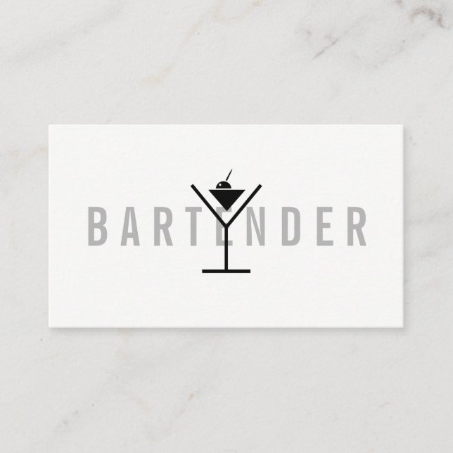 Minimalist / Gray Text ( Martini Icon) Business Card (Front)