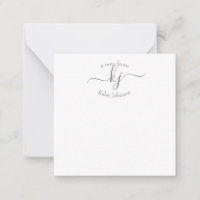 Minimalist Gray White 2 Monogram Name Note Card