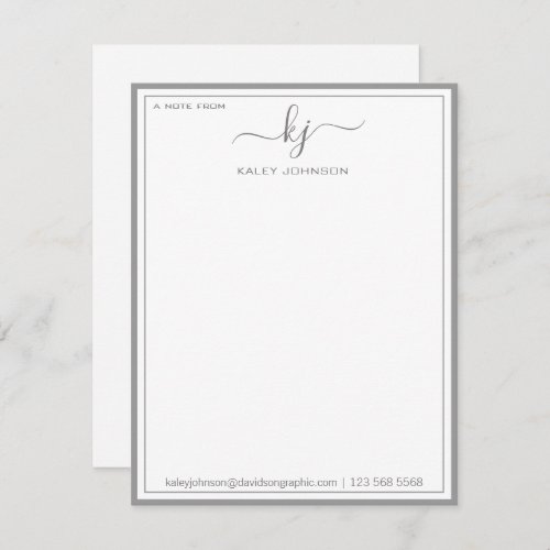 Minimalist Gray White From The Desk Of Note Card