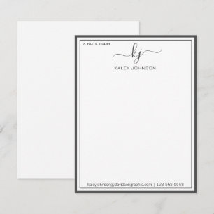 Minimalist Gray White From The Desk Of Note Card