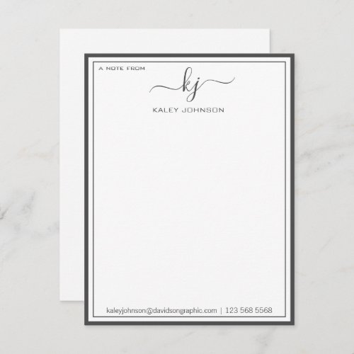 Minimalist Gray White From The Desk Of Note Card