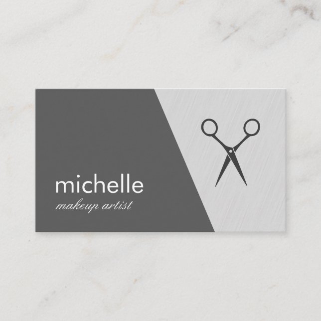 Minimalist Gray White Geometric Shears Business Card (Front)
