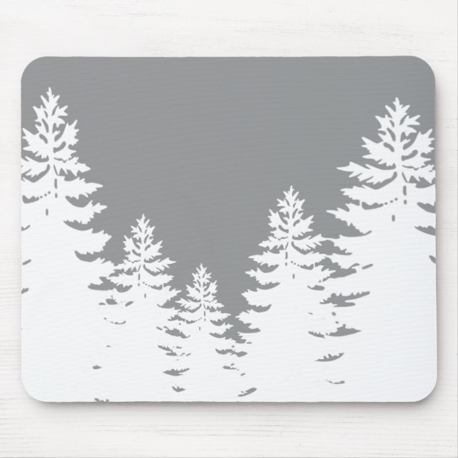 Minimalist gray white pine tree silhouette       mouse pad (Front)