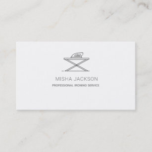 Minimalist Gray White Professional Ironing laundry Business Card