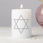 Minimalist gray white Star of David Hanukkah  Pillar Candle<br><div class="desc">Minimalist silver gray and white Star of David Magen David elegant Hanukkah Pillar Candle. Simple, minimalist, modern, elegant design. These candles are great for Sabbath, Shabbat, Hanukkah, bar mitzvah, bat mitzvah, Jewish Holiday parties as well as for gifts and favors. Check the rest of the collection for additional matching and...</div>