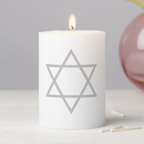 Minimalist gray white Star of David Hanukkah  Pillar Candle
