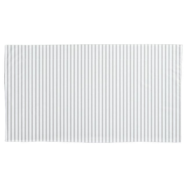 Minimalist Gray White Vertical Pinstripe Pillow Case (Front)