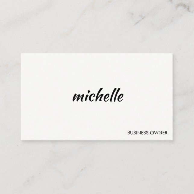 Minimalist Gray White with Cursive Text Business Card (Front)