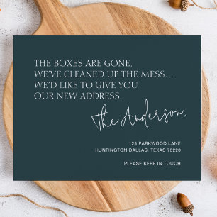 Minimalist Grayish Blue New Address Moving Announcement Postcard