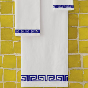 Minimalist Greek Pattern Customizable VI Bath Towel Set