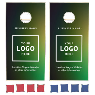 Minimalist Green Abstract Business Logo Branded  Cornhole Set