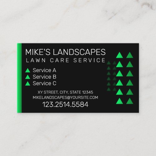 Minimalist Green and Black Vector Lawn Care Business Card