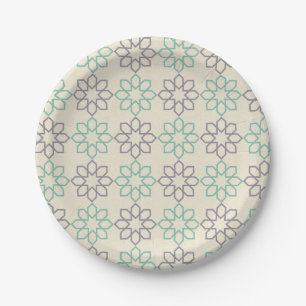 minimalist green and grey moroccan geometry paper plates