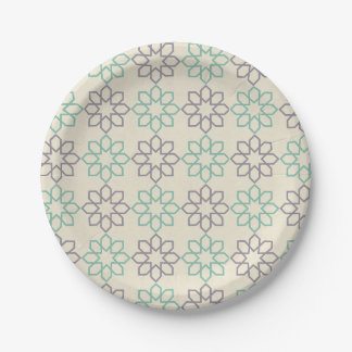 minimalist green and grey moroccan geometry paper plates