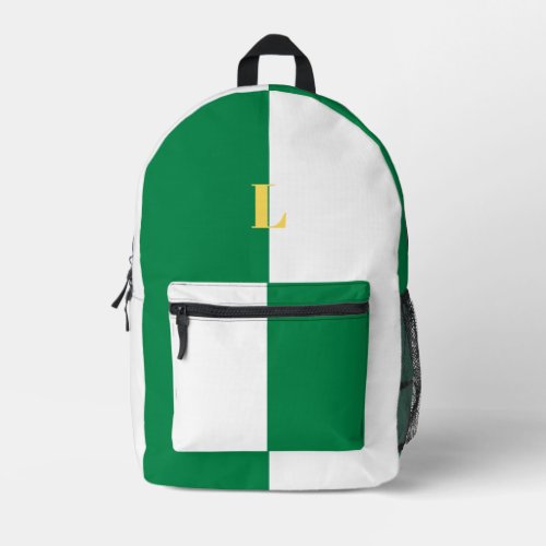 Minimalist Green and White Custom Name Backpack