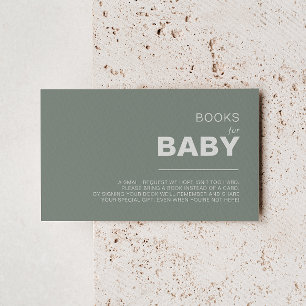 Minimalist Green Baby Shower Book Request Enclosure Card