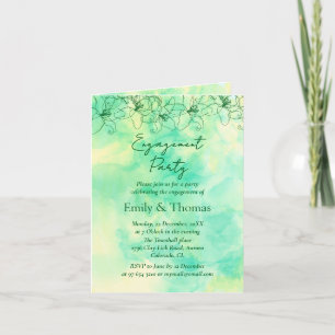 minimalist Green backdrop wedding engagement Invitation