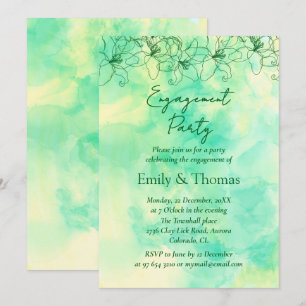 minimalist Green backdrop wedding engagement Invitation