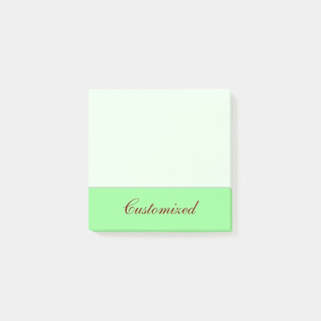 Minimalist Green Background + Maroon Elegant Name Post-it Notes (Front)