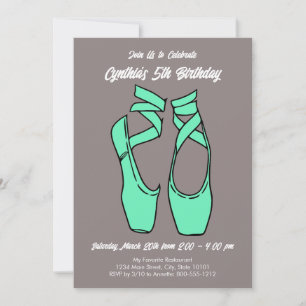 Minimalist Green Ballet Birthday Party Invitation